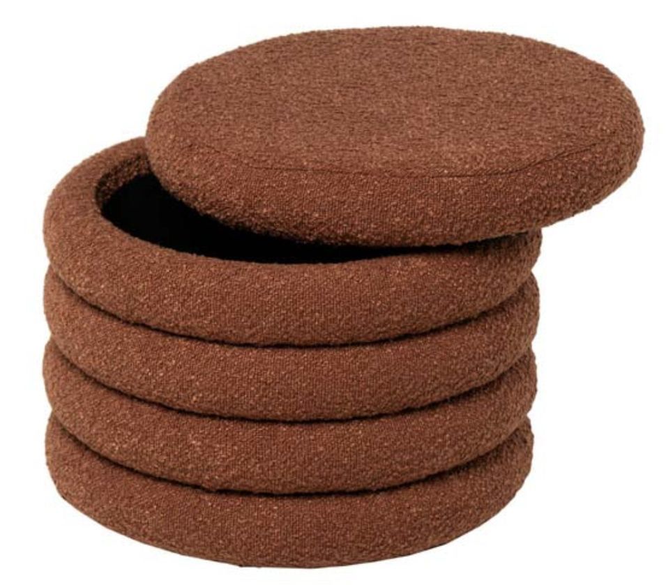 Pouf en tissu shearling avec rangement Kary - Photo n°3