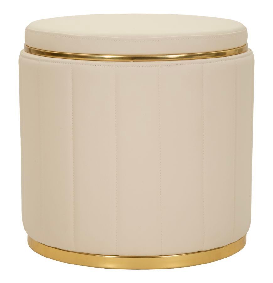 Pouf london avec boîte de rangement crème, ø 46,5 x 44 cm - Photo n°1