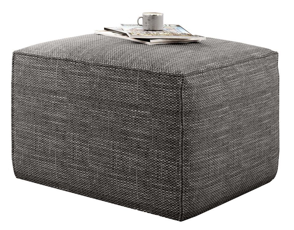 Pouf moderne tissu beige foncé chiné Willace 88 cm - Photo n°1