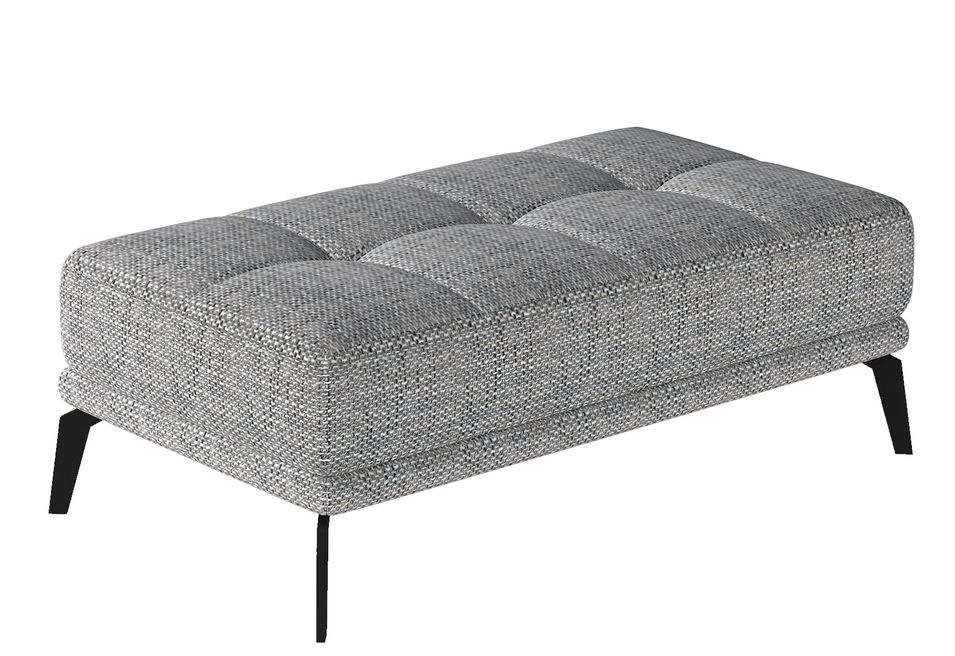 Pouf moderne tissu capitonné et pieds métal noir TORPILLE - Photo n°1