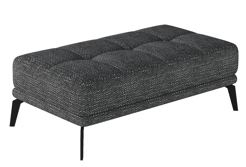 Pouf moderne tissu capitonné et pieds métal noir TORPILLE - Photo n°1