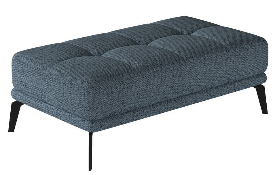 Pouf moderne tissu capitonné et pieds métal noir TORPILLE - Photo n°1