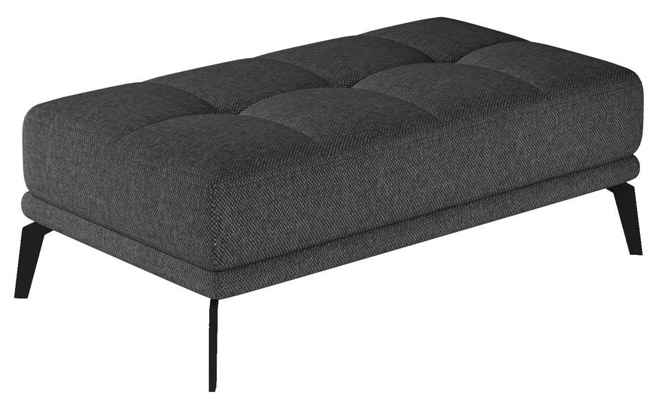 Pouf moderne tissu capitonné et pieds métal noir TORPILLE - Photo n°1