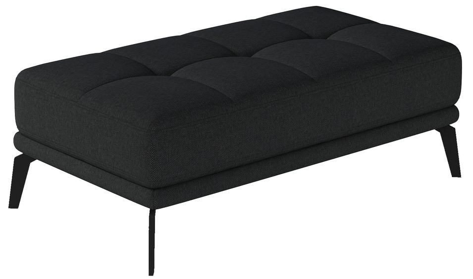Pouf moderne tissu capitonné et pieds métal noir TORPILLE - Photo n°1
