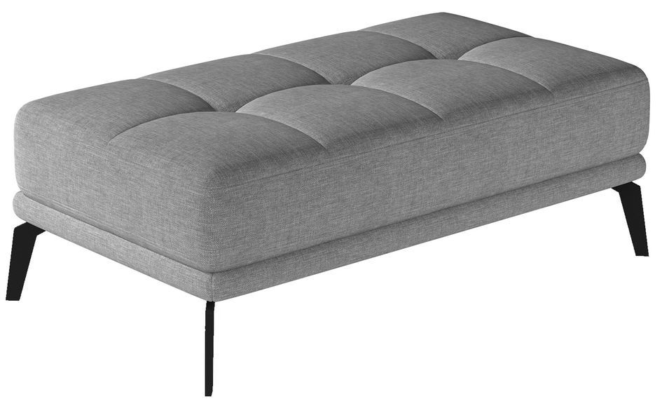 Pouf moderne tissu capitonné et pieds métal noir TORPILLE - Photo n°1