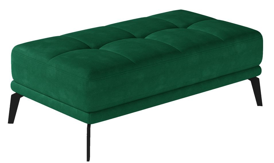 Pouf moderne velours capitonné et pieds métal noir TORPILLE - Photo n°1