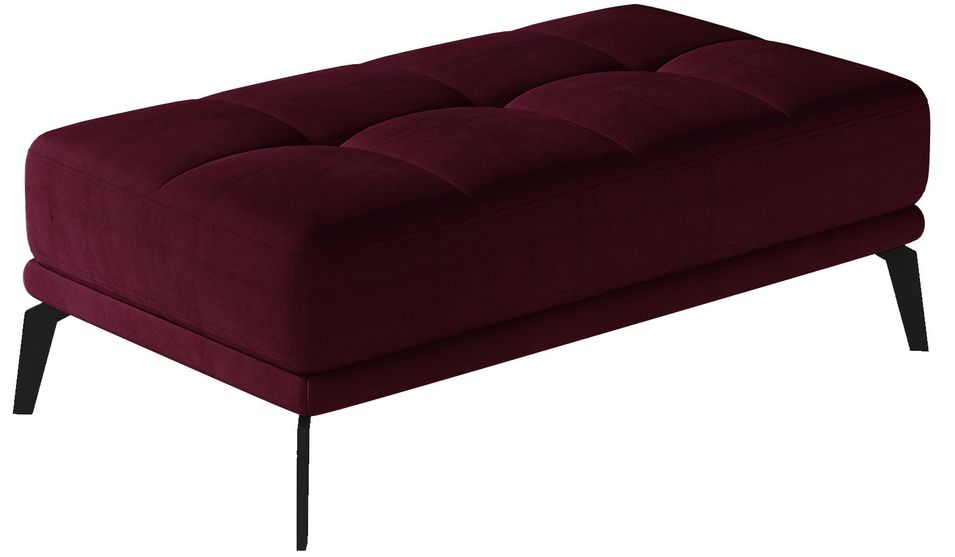 Pouf moderne velours capitonné et pieds métal noir TORPILLE - Photo n°1