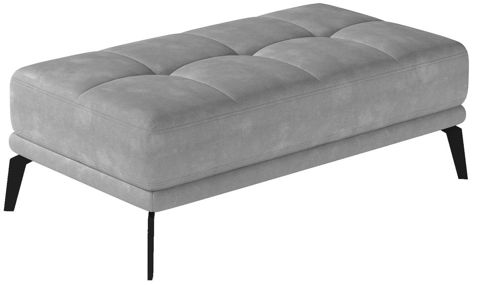 Pouf moderne velours capitonné et pieds métal noir TORPILLE - Photo n°1