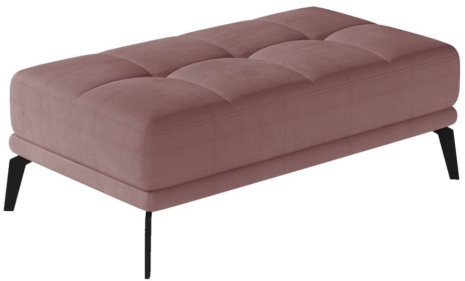 Pouf moderne velours capitonné et pieds métal noir TORPILLE - Photo n°1