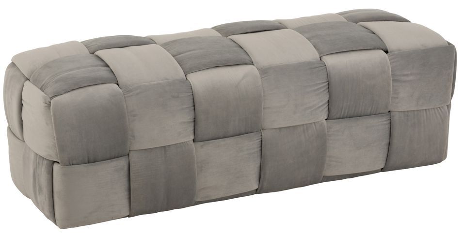 Pouf rectangulaire tissu gris clair Lopez L 120 cm - Photo n°1
