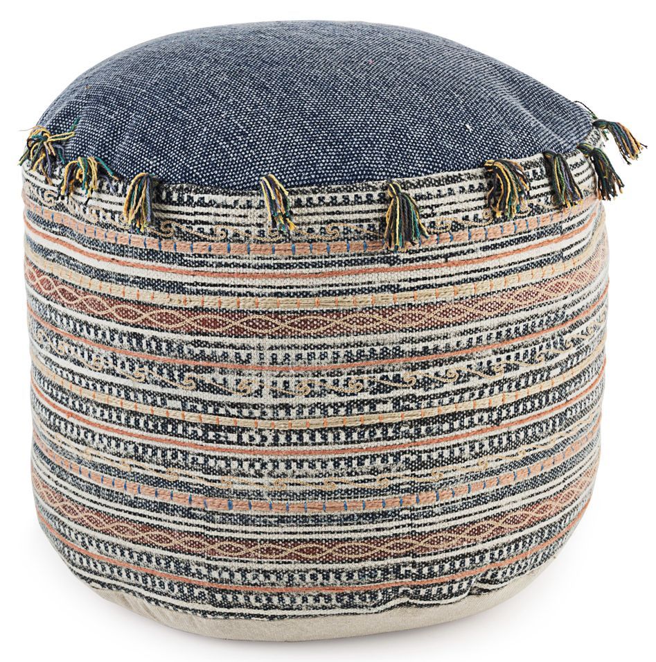 Pouf rond en coton fait main multicolore Sany - Lot de 2 - Photo n°1