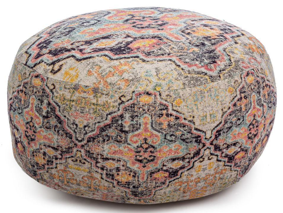 Pouf rond en coton multicolore avec motifs Lima - Lot de 2 - Photo n°1