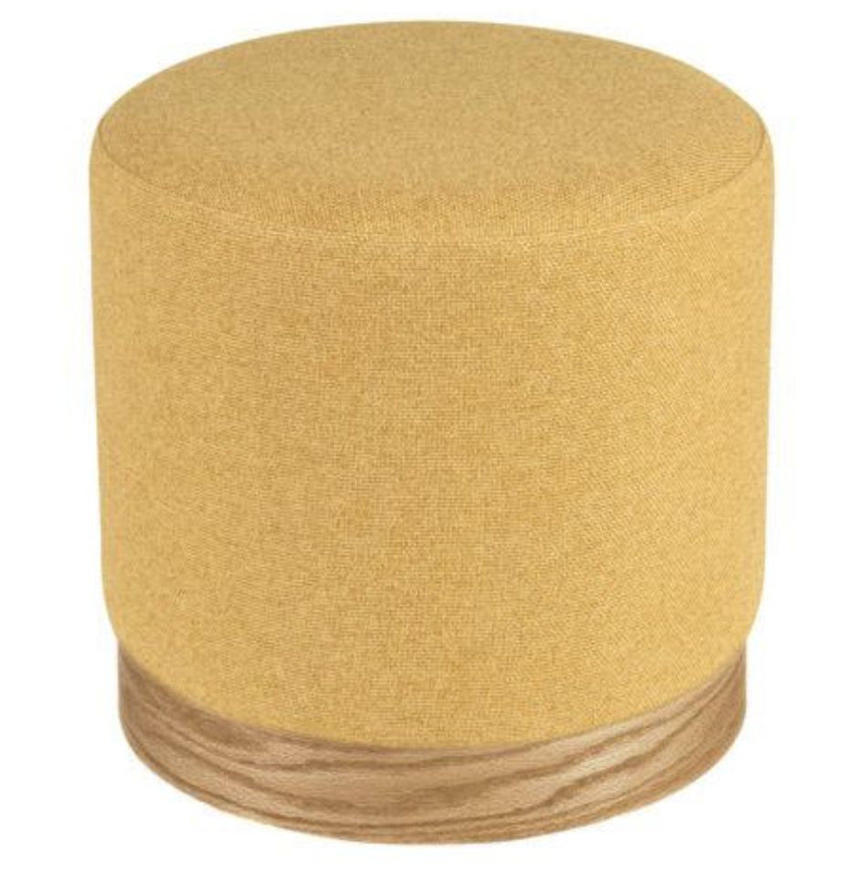 Pouf rond en tissu avec piètement en bois Kany - Photo n°1