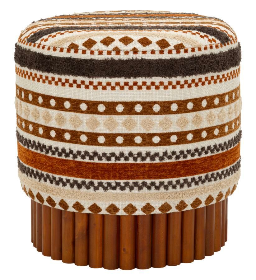 Pouf rond en tissu ethnique multicolore Madi - Photo n°1