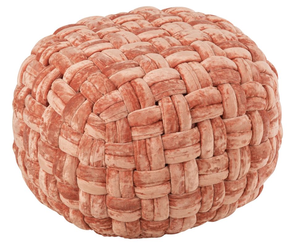 Pouf rond en viscose rose style crochet Nanou L 49 cm - Photo n°1