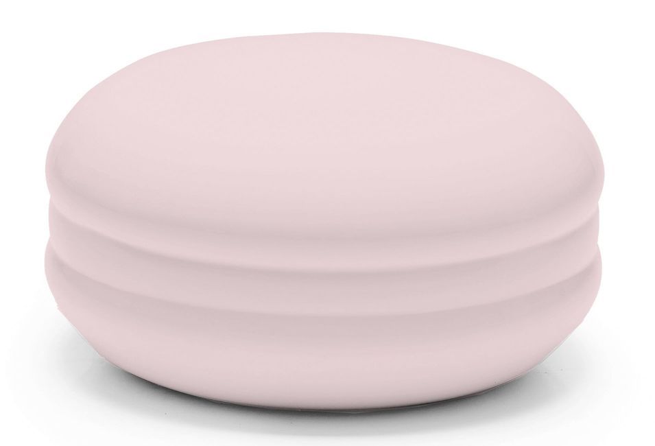 Pouf rond laqué rose Macaron - Photo n°1