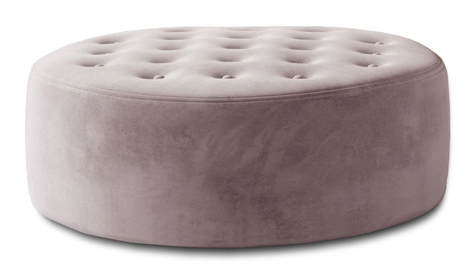 Pouf rond matelassé velours rose clair Styla 70 cm - Photo n°1