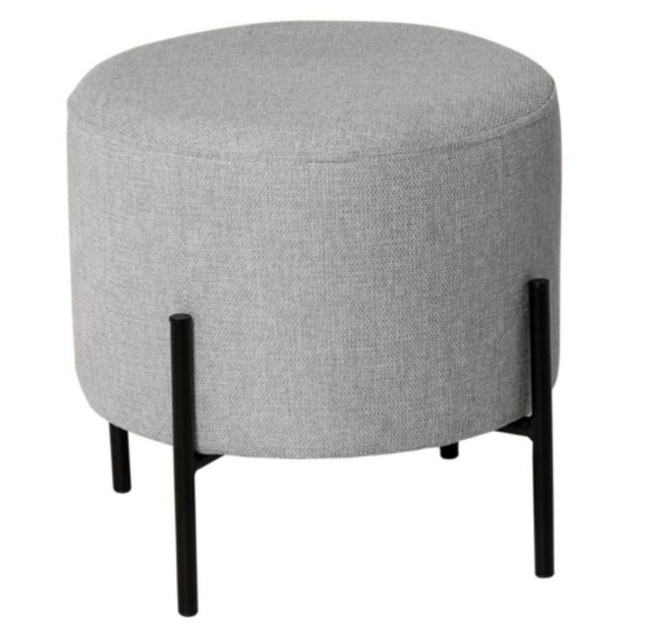 Pouf rond moderne en tissu avec pieds en métal noir Kamila - Photo n°1