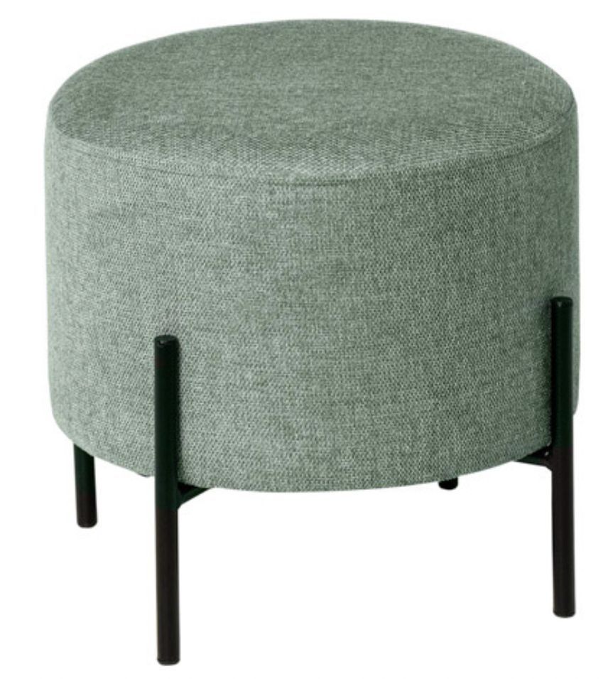 Pouf rond moderne en tissu avec pieds en métal noir Kamila - Photo n°1