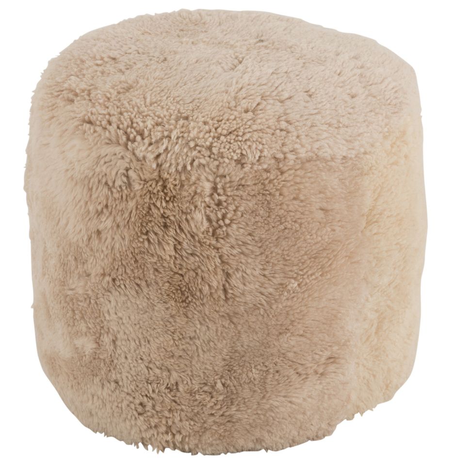 Pouf rond peau de mouton crème Mélodie D 57 cm - Photo n°1