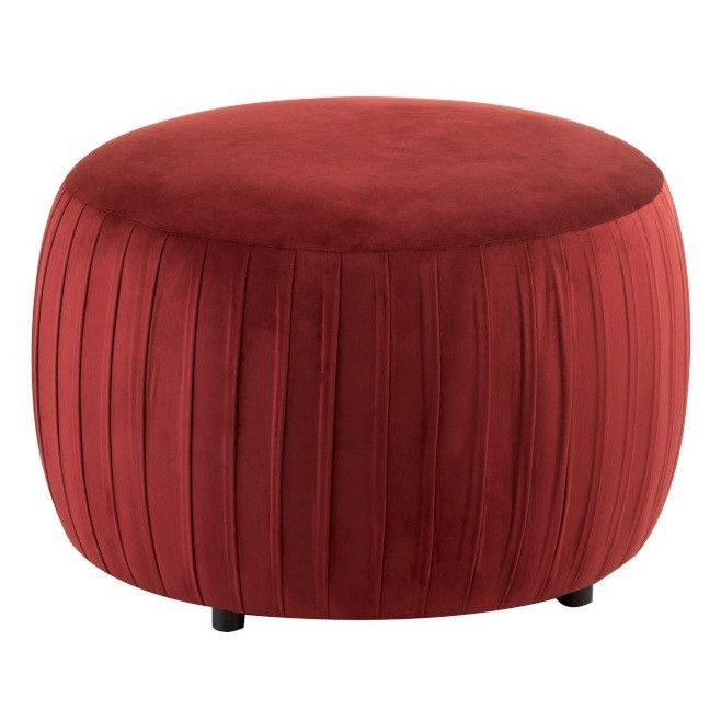Pouf rond velours bordeaux Winno - Photo n°1