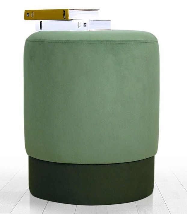 Pouf velours vert Kaly - Photo n°1