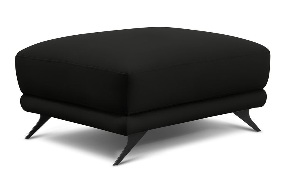 Pouf simili cuir noir et pieds métal noir Zora 82 cm - Photo n°1