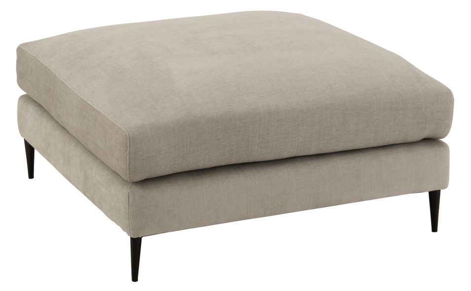 Pouf sur pied en bois et tissu gris Milena - Photo n°1