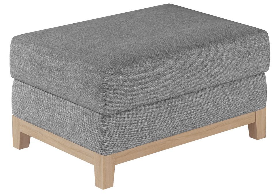 Pouf tissu gris clair et pieds en bois de hêtre Saline 100 cm - Photo n°1