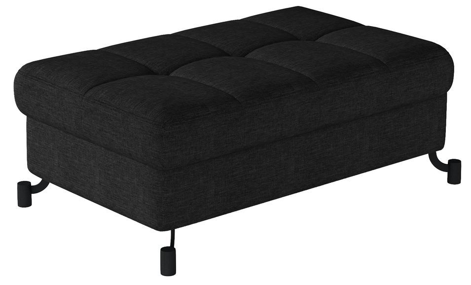 Pouf tissu matelassé avec coffre de rangement LORI - Photo n°1