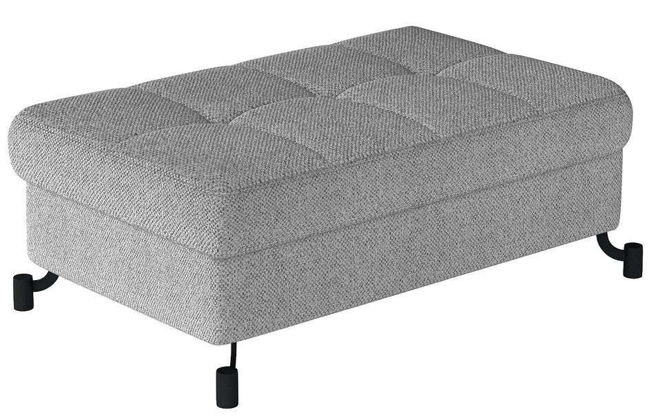 Pouf tissu matelassé avec coffre de rangement LORI - Photo n°1