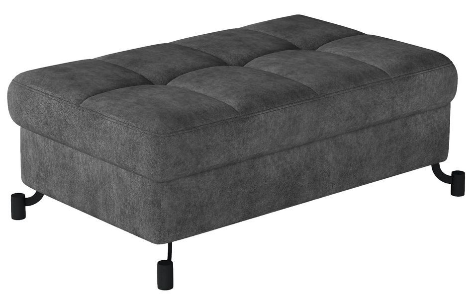 Pouf tissu matelassé avec coffre de rangement LORI - Photo n°1