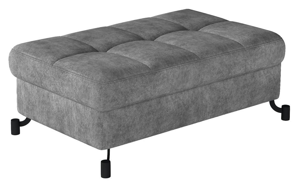 Pouf tissu matelassé avec coffre de rangement LORI - Photo n°1