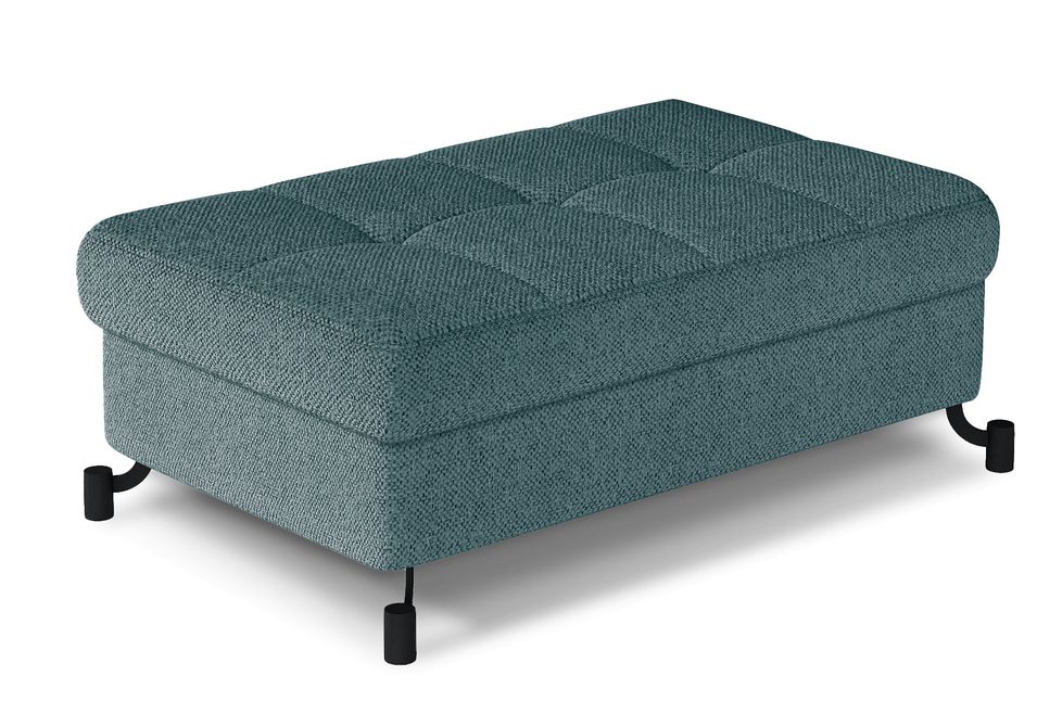 Pouf tissu matelassé avec coffre de rangement LORI - Photo n°1
