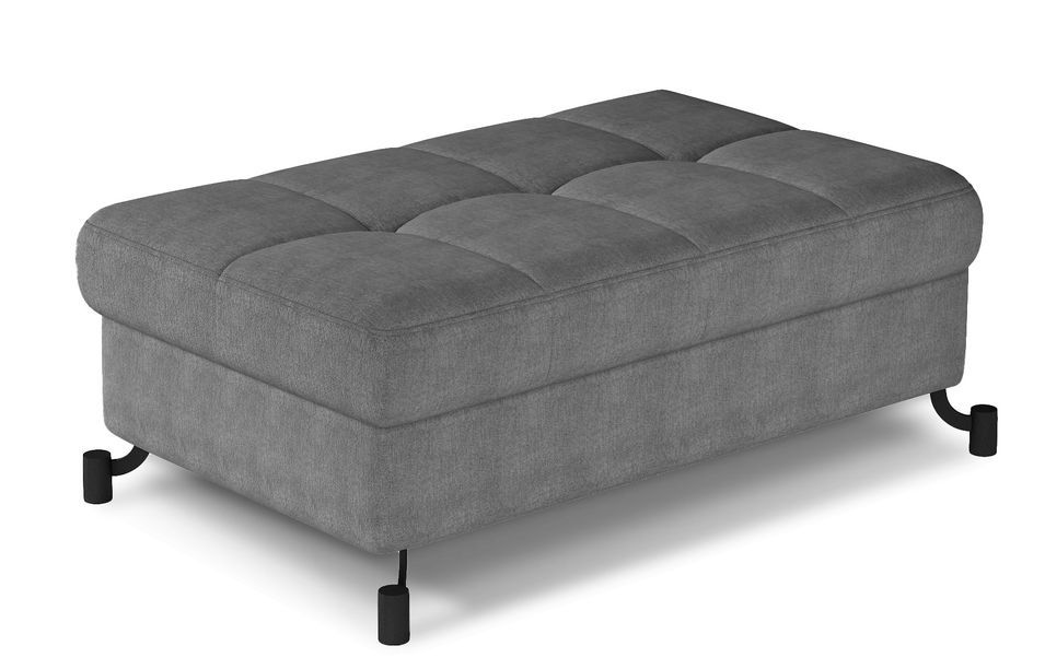 Pouf tissu matelassé avec coffre de rangement LORI - Photo n°1