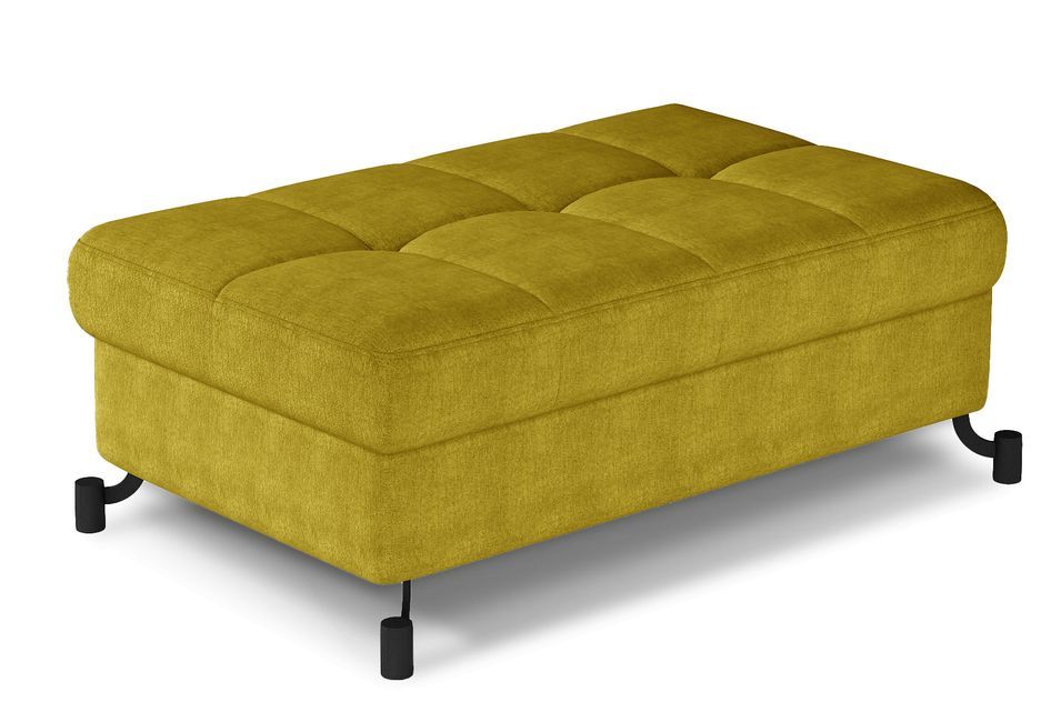 Pouf tissu matelassé avec coffre de rangement LORI - Photo n°1