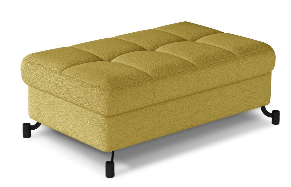 Pouf tissu matelassé avec coffre de rangement LORI - Photo n°1