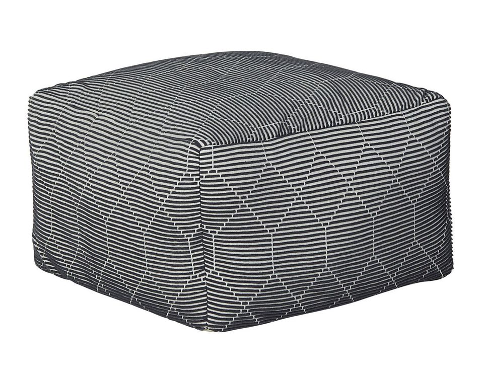 Pouf tricot noir et blanc Jaden - Photo n°1