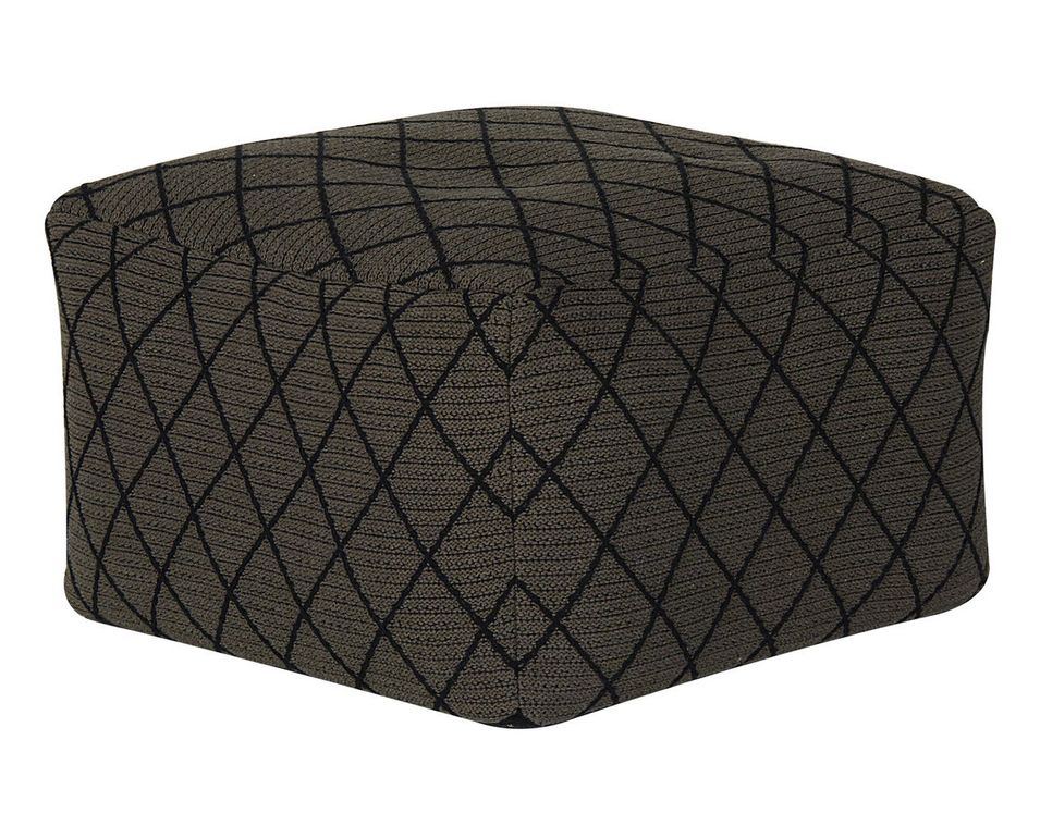 Pouf tricot taupe Jaden - Photo n°1