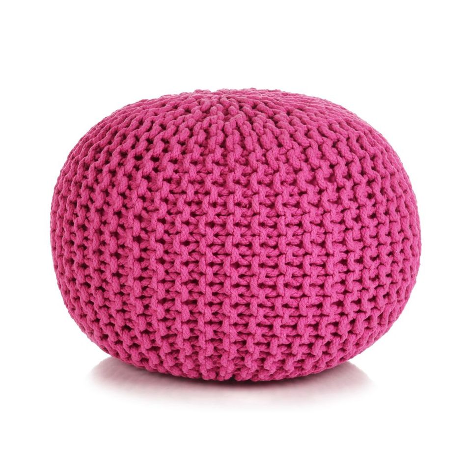 Pouf tricoté à la main Coton 50 x 35 cm Rose - Photo n°1