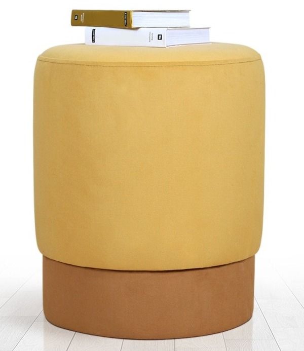 Pouf velours jaune Kaly - Photo n°1