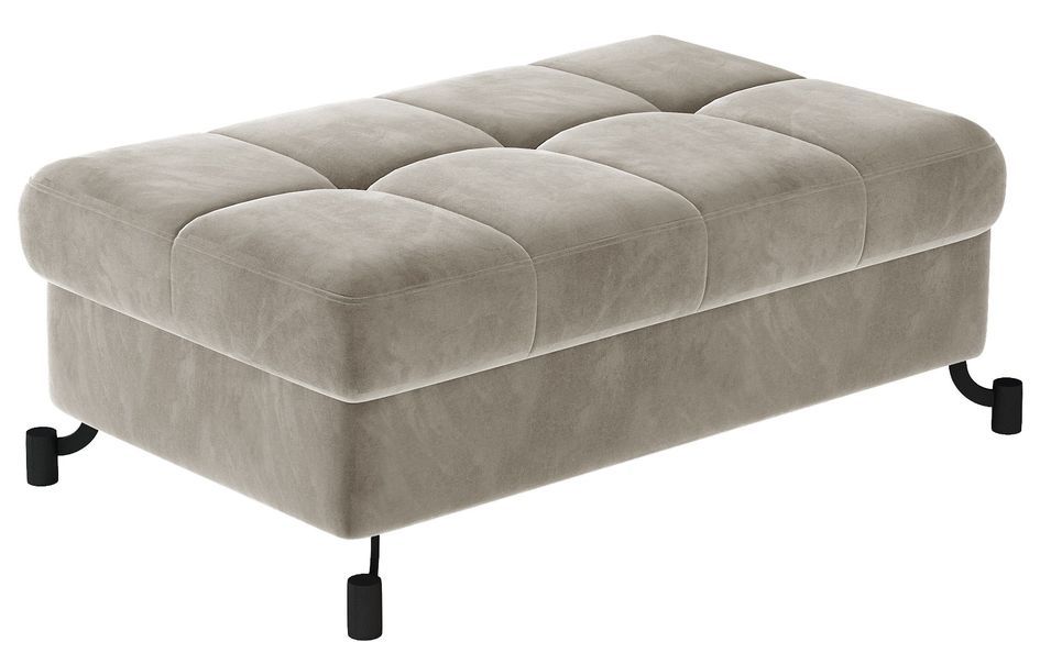 Pouf velours matelassé avec coffre de rangement LORI - Photo n°1