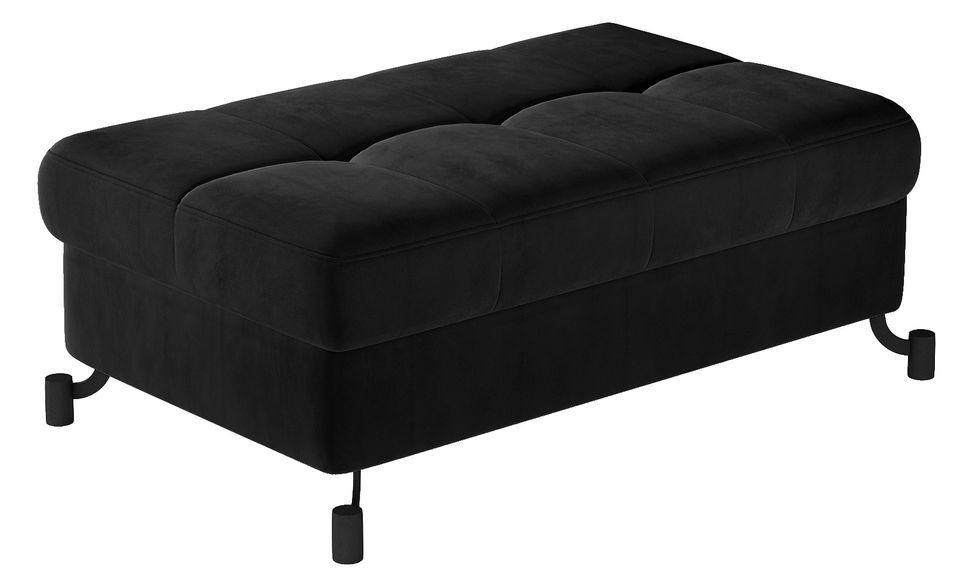 Pouf velours matelassé avec coffre de rangement LORI - Photo n°1