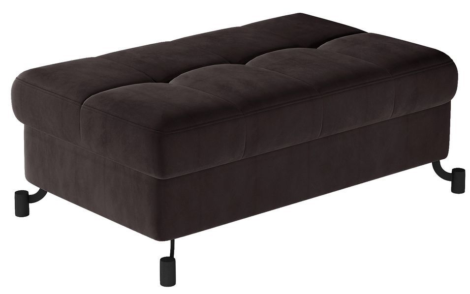 Pouf velours matelassé avec coffre de rangement LORI - Photo n°1