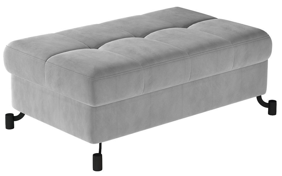 Pouf velours matelassé avec coffre de rangement LORI - Photo n°1