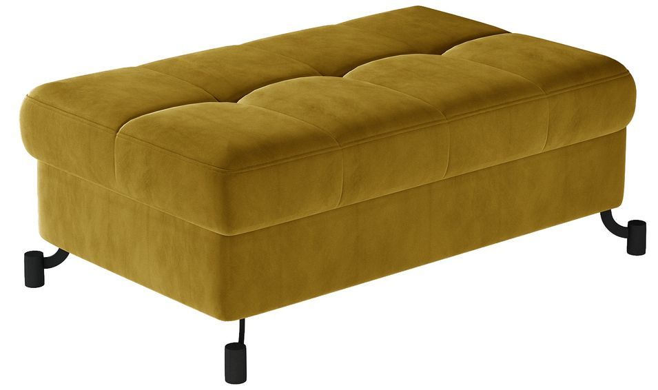 Pouf velours matelassé avec coffre de rangement LORI - Photo n°1