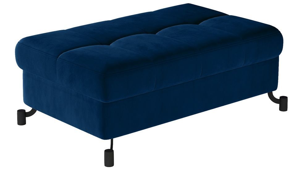Pouf velours matelassé avec coffre de rangement LORI - Photo n°1