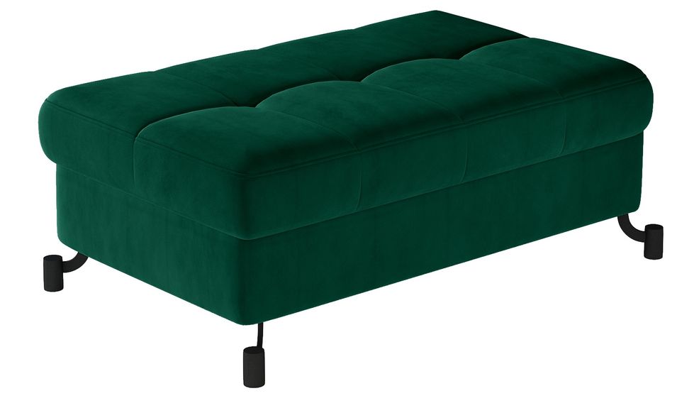 Pouf velours matelassé avec coffre de rangement LORI - Photo n°1