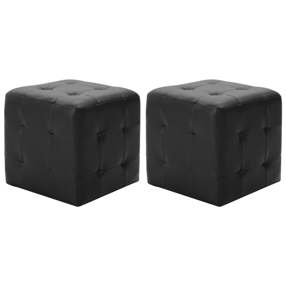 Poufs 2 pcs Noir 30 x 30 x 30 cm Similicuir - Photo n°1
