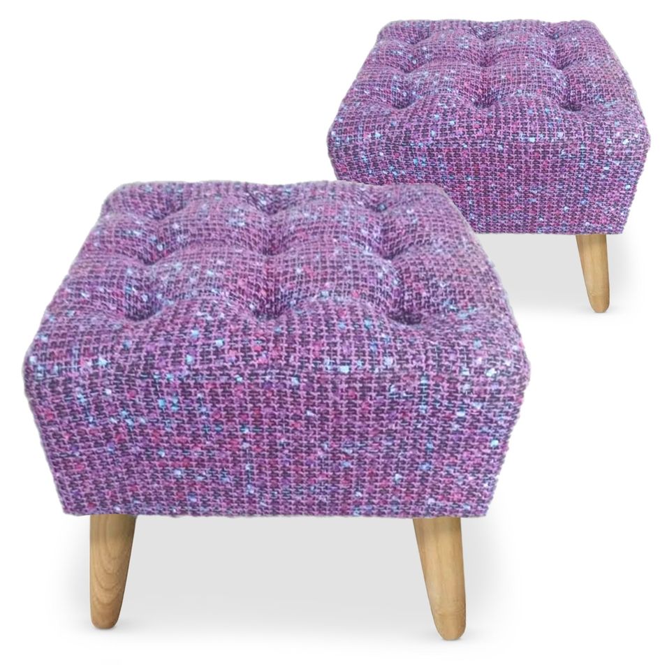 Poufs carré capitonnés Tissu mailles Violet Loulou - Photo n°1